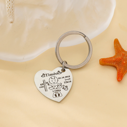 Custom Keychains with Newborn's Birth Information