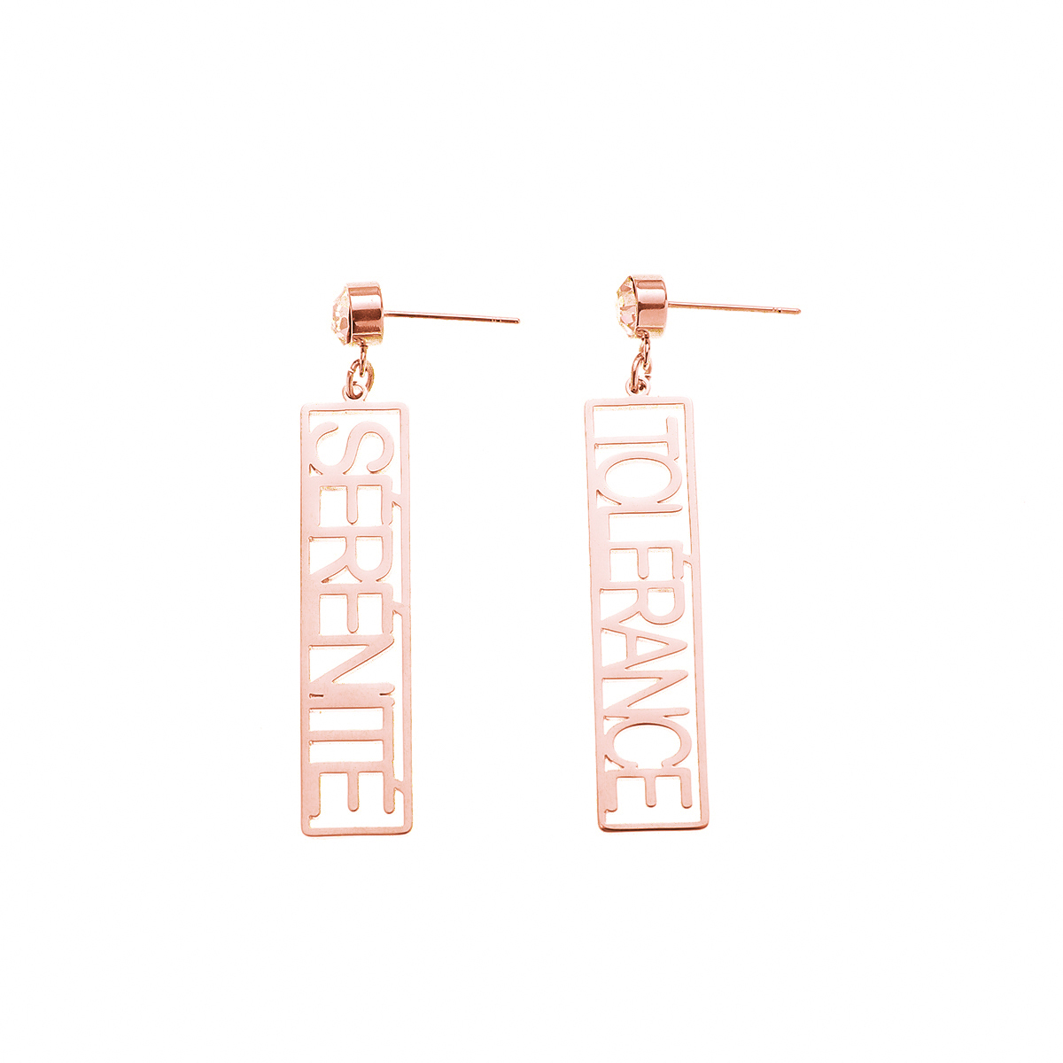 Custom Name Birthstone Earrings with Long Strip Borders for Cool Girls
