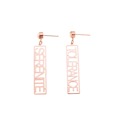 Custom Name Birthstone Earrings with Long Strip Borders for Cool Girls