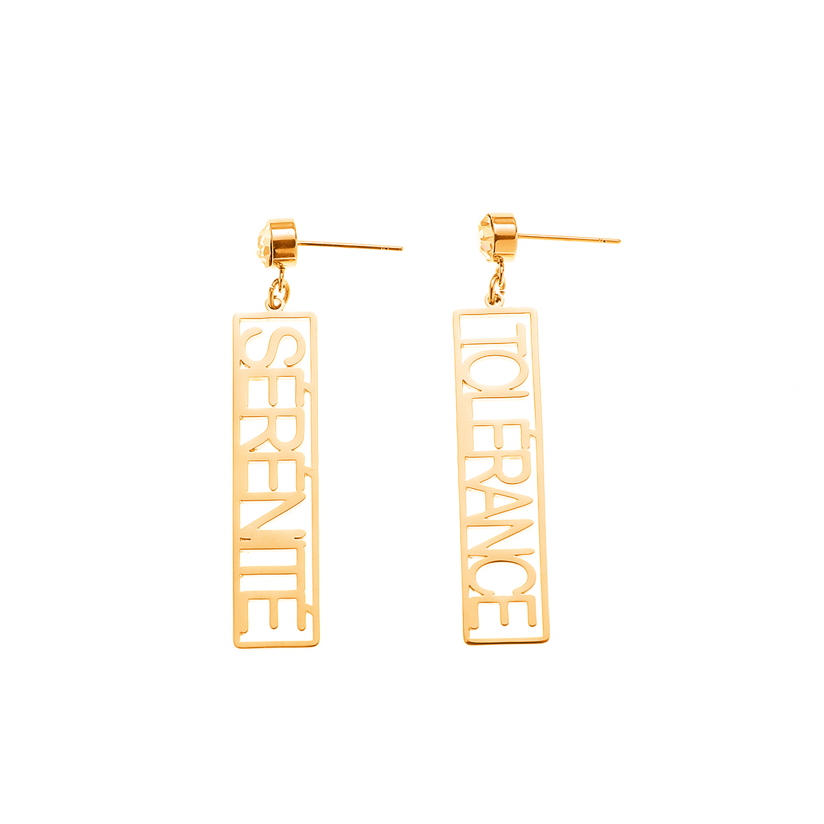 Custom Name Birthstone Earrings with Long Strip Borders for Cool Girls