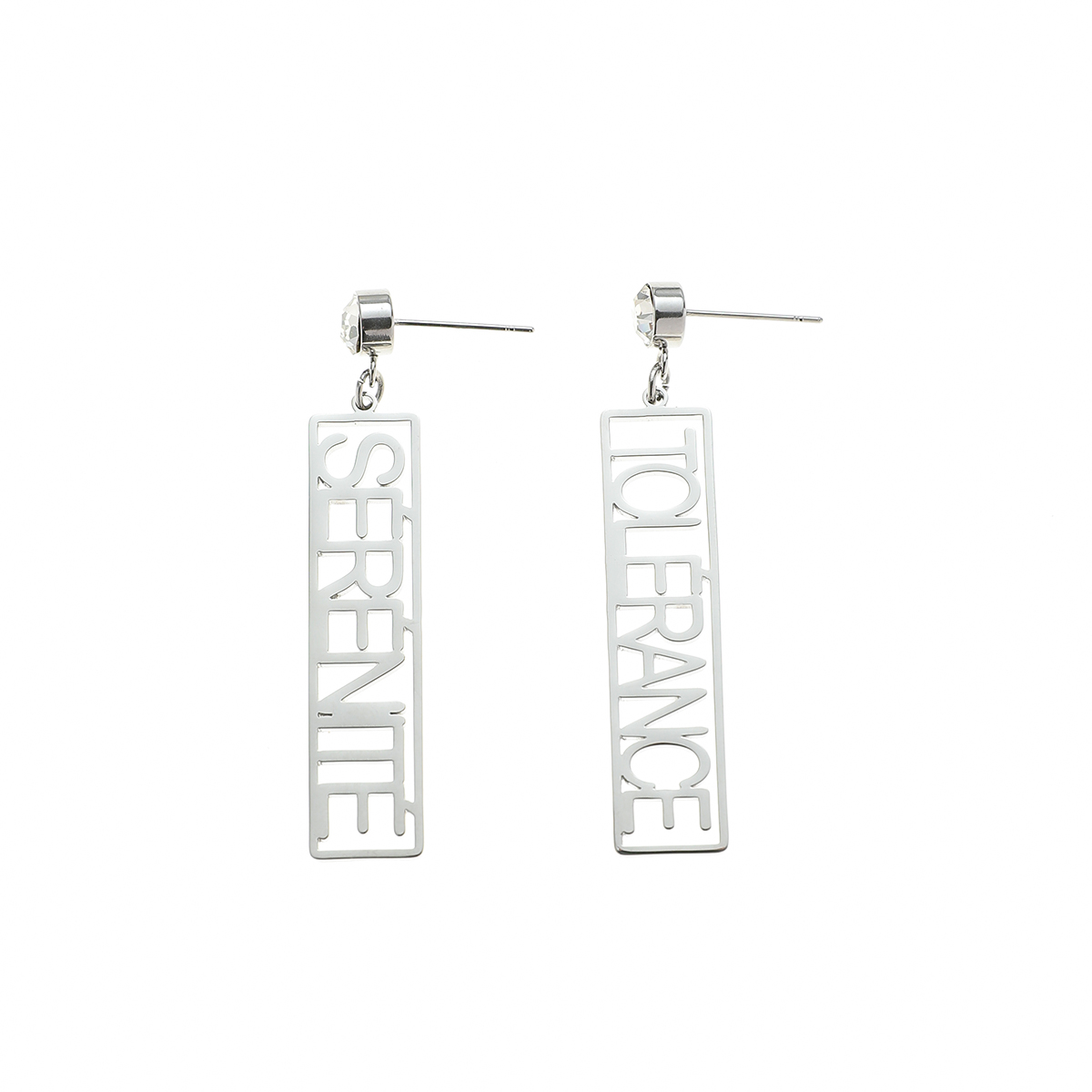 Custom Name Birthstone Earrings with Long Strip Borders for Cool Girls