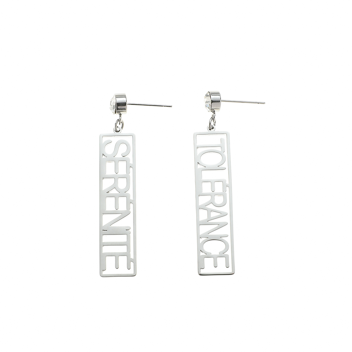 Custom Name Birthstone Earrings with Long Strip Borders