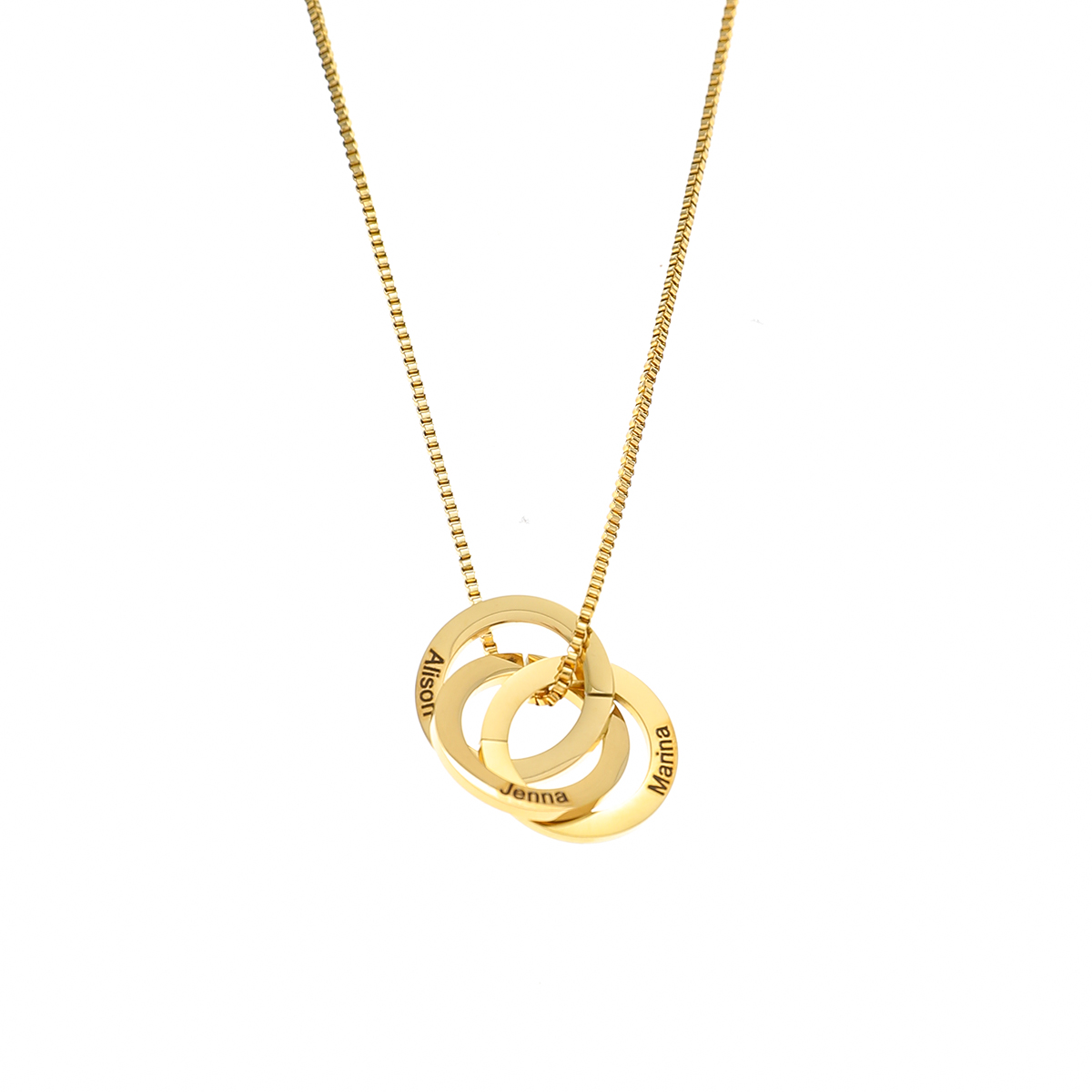 Costom Interlocking Rings Engraved Name Necklace
