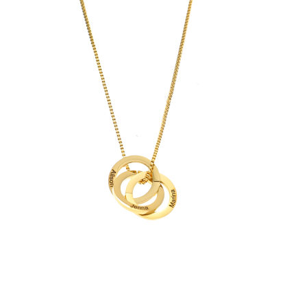 Costom Interlocking Rings Engraved Name Necklace