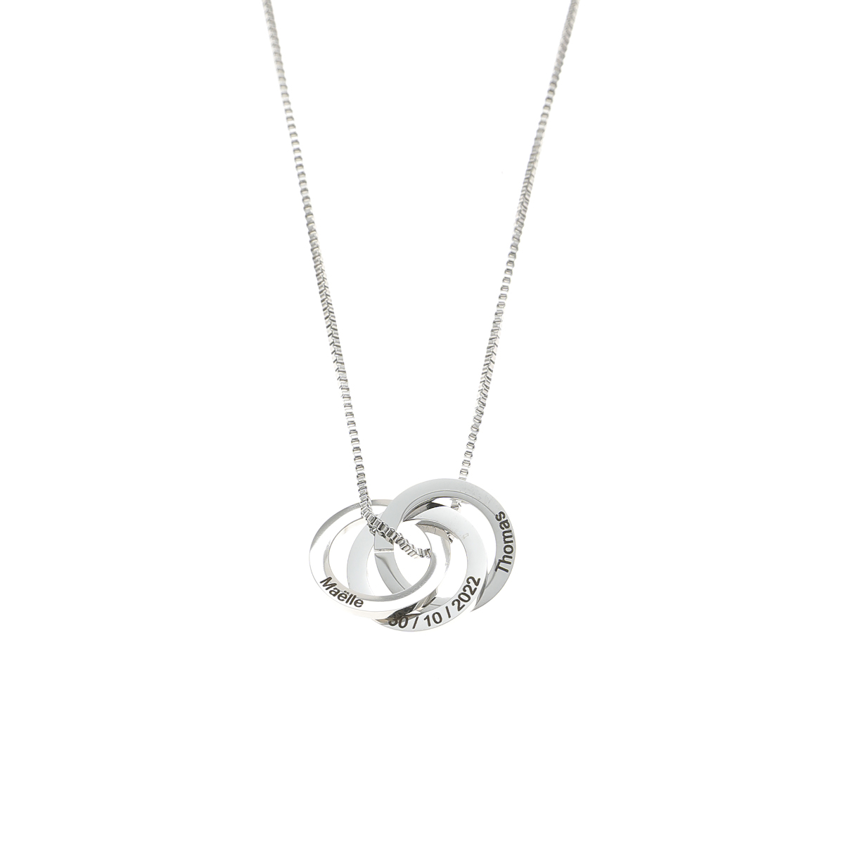 Costom Interlocking Rings Engraved Name Necklace