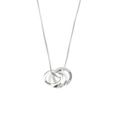 Costom Interlocking Rings Engraved Name Necklace