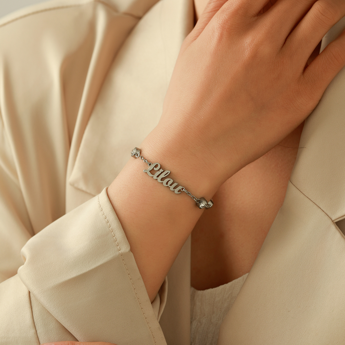 Custom Name Bracelets and Ankle Chains with Six Rhinestones Inlaid