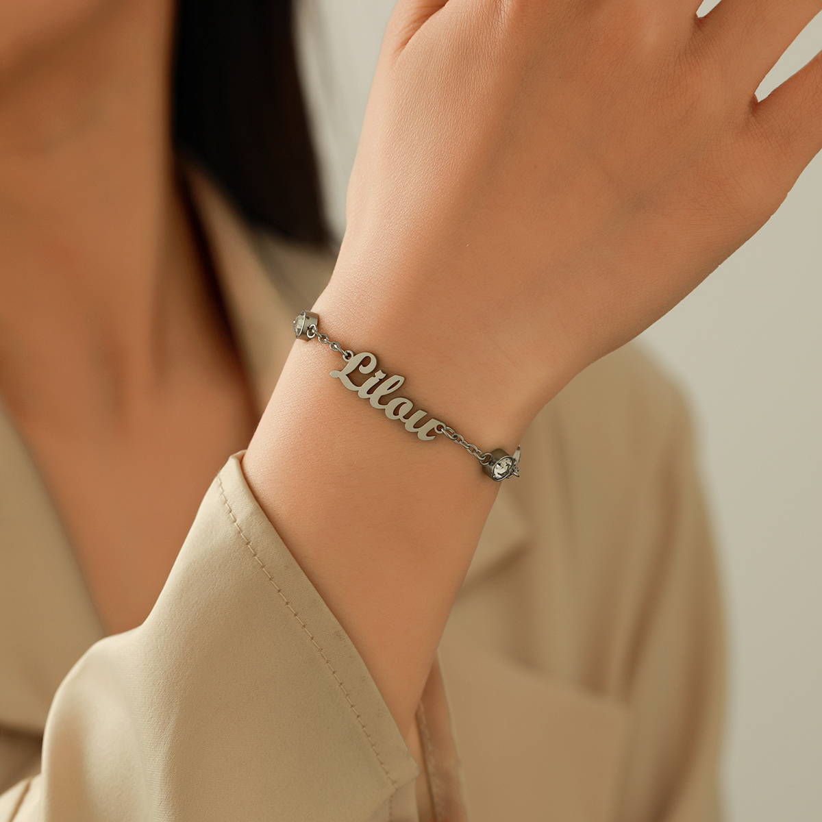 Custom Name Bracelets and Ankle Chains with Six Rhinestones Inlaid