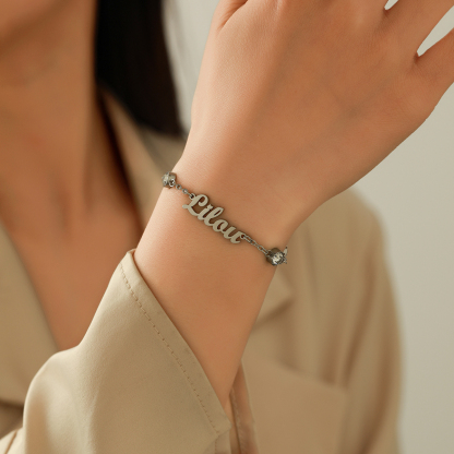 Custom Name Bracelets and Ankle Chains with Six Rhinestones Inlaid