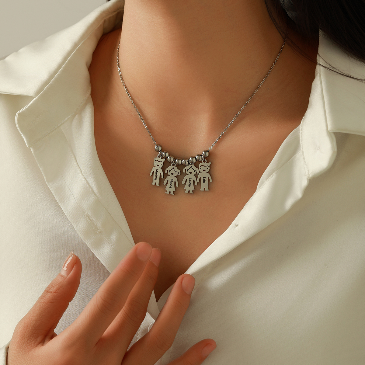 Custom Name Necklace with Family Role Figure Pendants-Spefeel