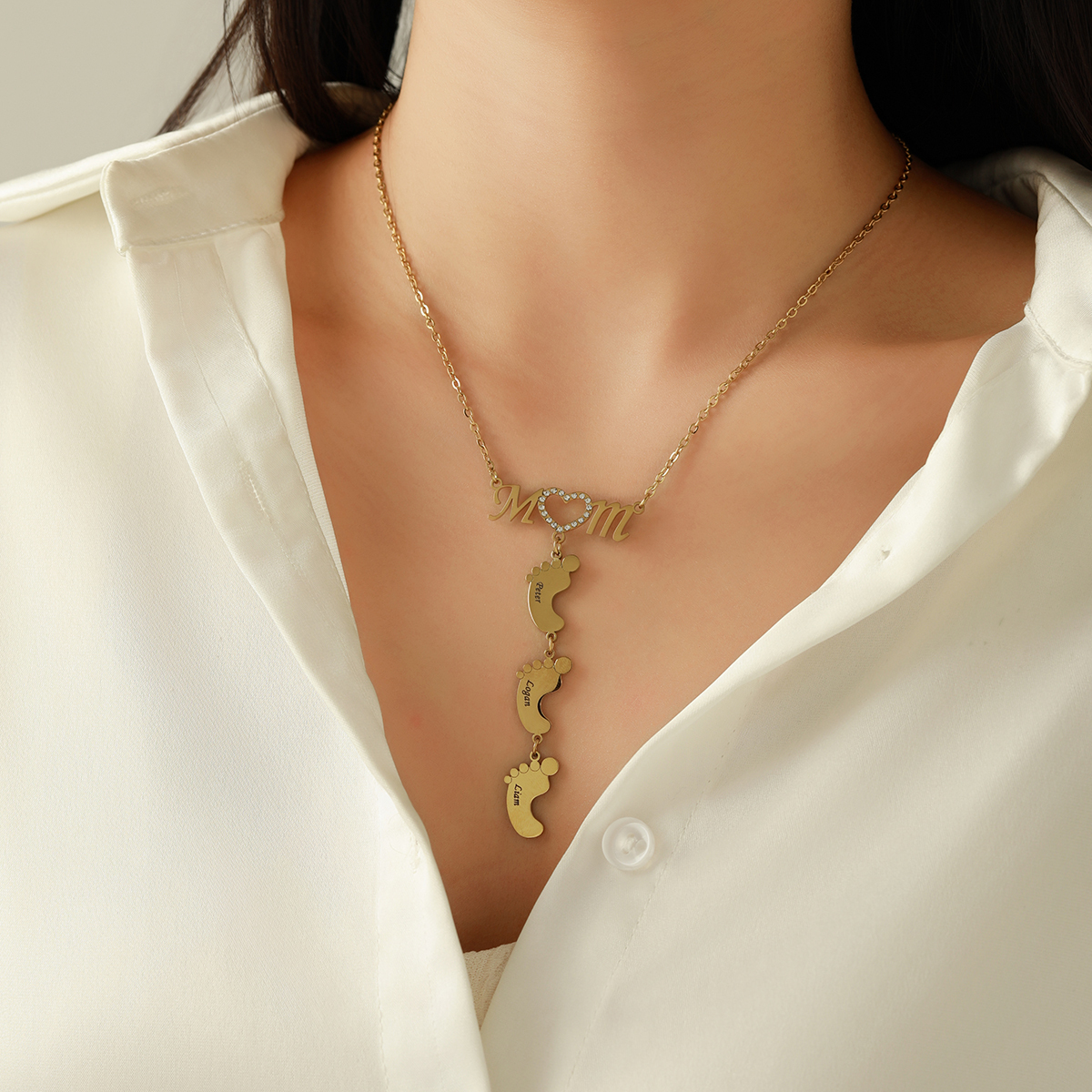 Custom Name Rhinestone Necklace For Mom And Baby