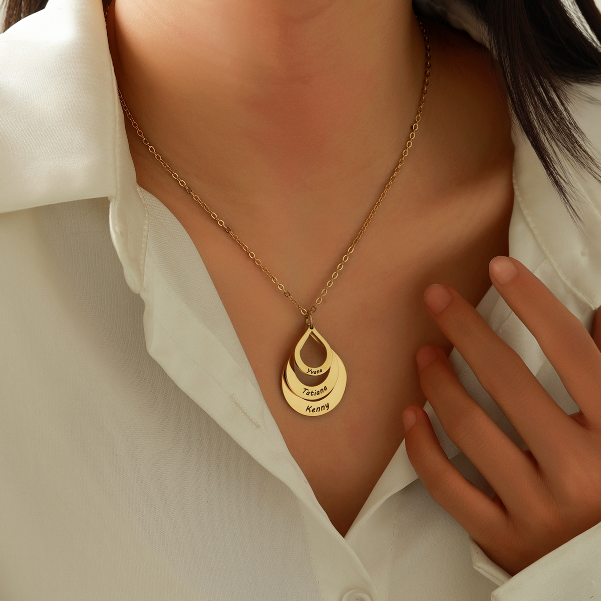 [Copy]Custom Name Brithstone Necklace with Three Interconnected Hearts