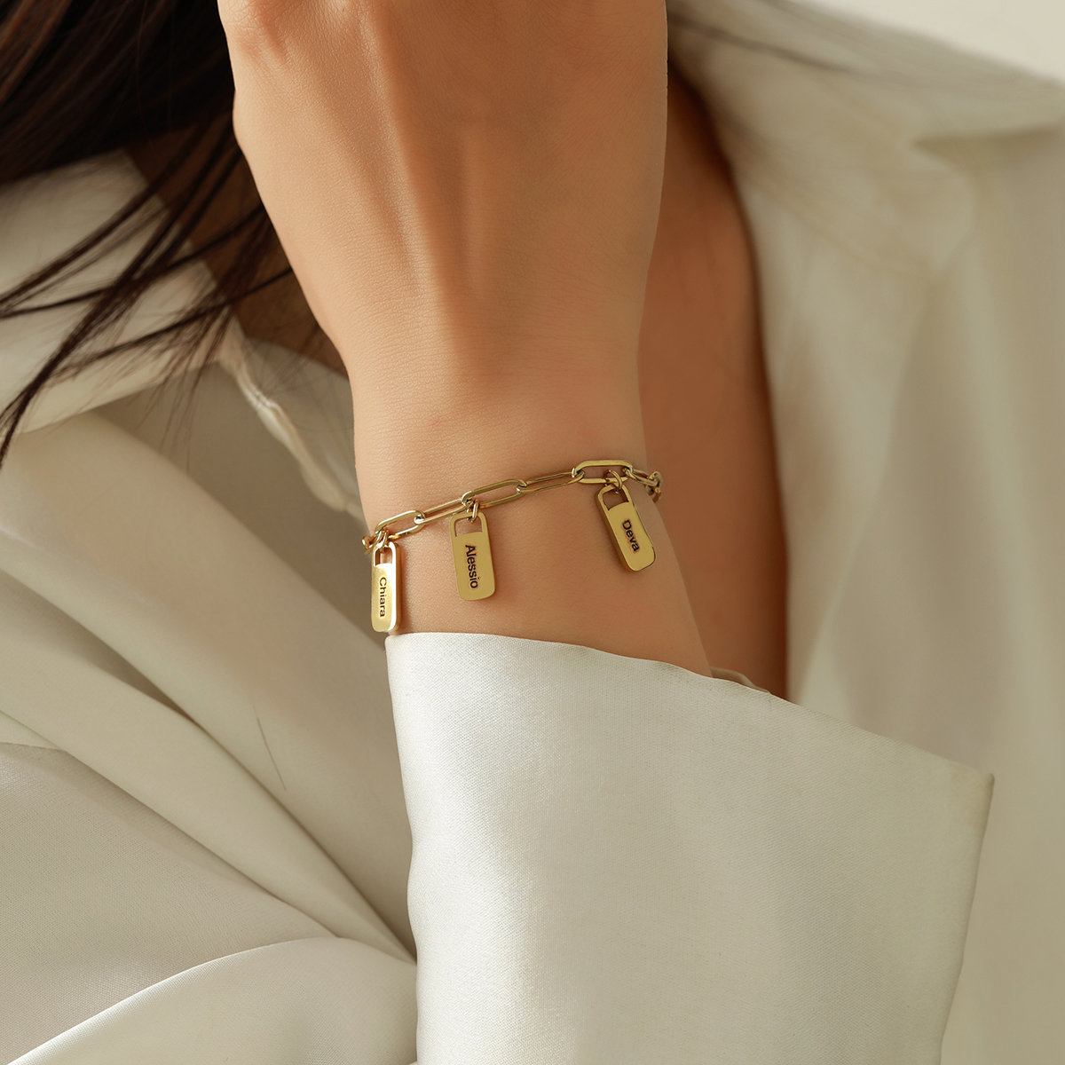  Custom Multiple Names bracelet of Rectangular Pendants