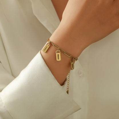  Custom Multiple Names bracelet of Rectangular Pendants