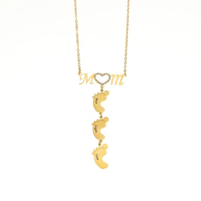 Custom Name Rhinestone Necklace For Mom And Baby