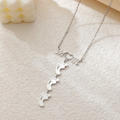 Custom Name Rhinestone Necklace For Mom And Baby