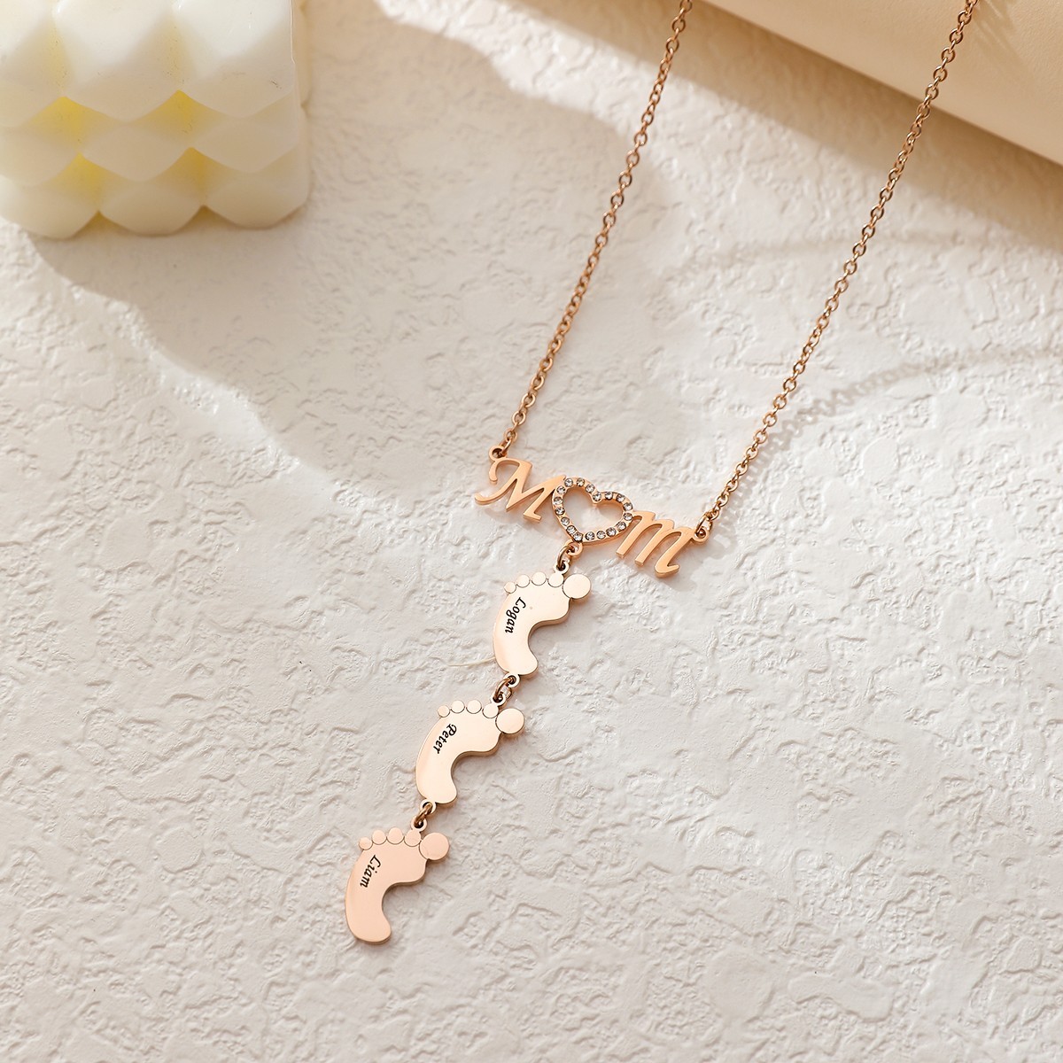 Custom Name Rhinestone Necklace For Mom And Baby