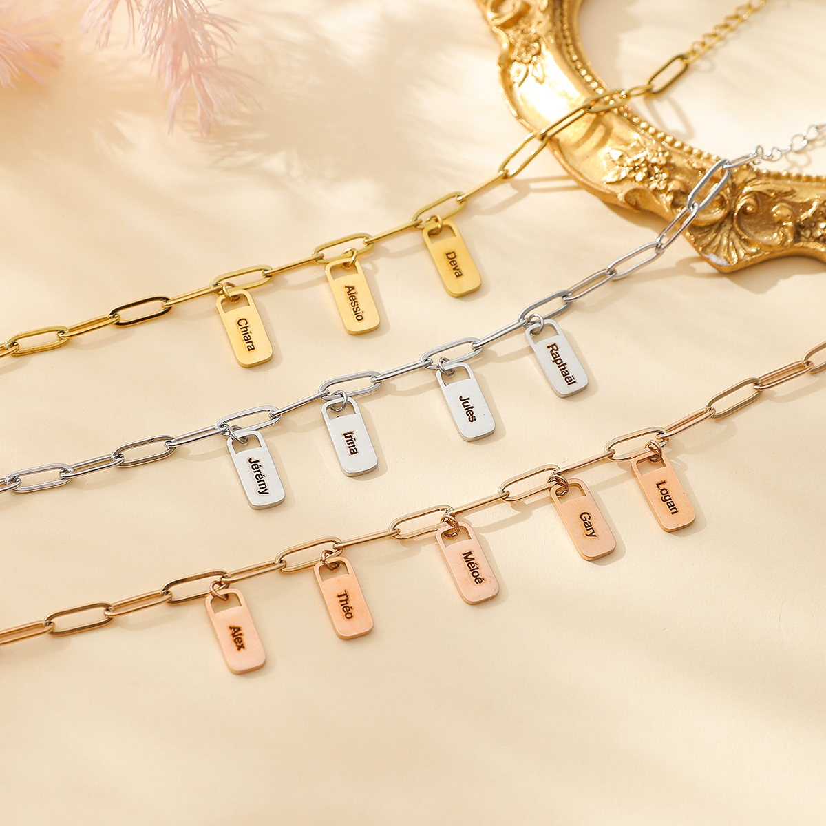  Custom Multiple Names bracelet of Rectangular Pendants