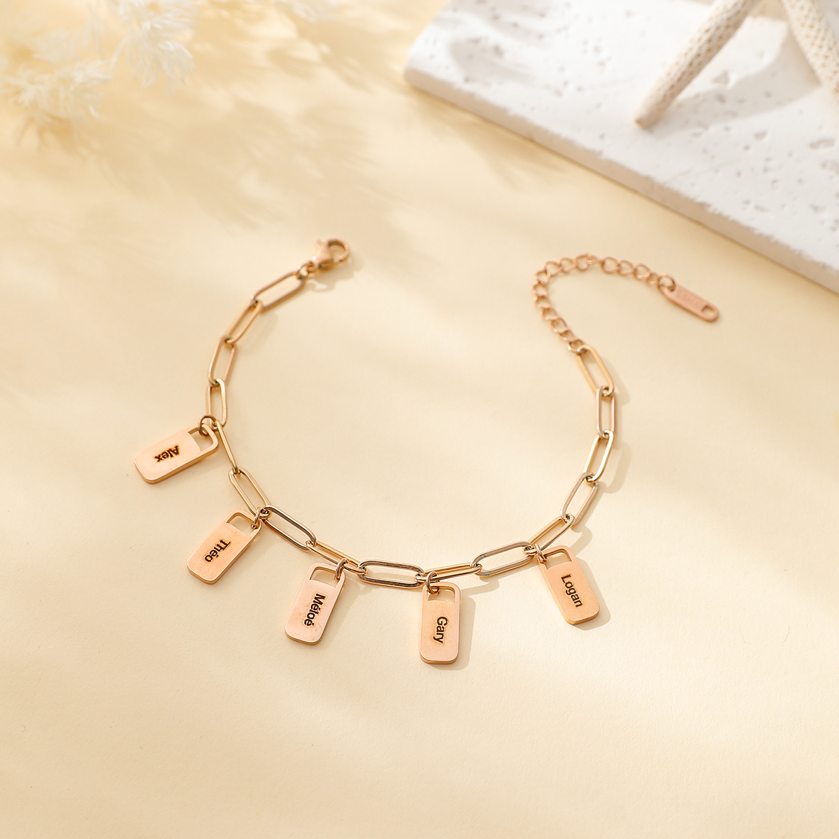  Custom Multiple Names bracelet of Rectangular Pendants