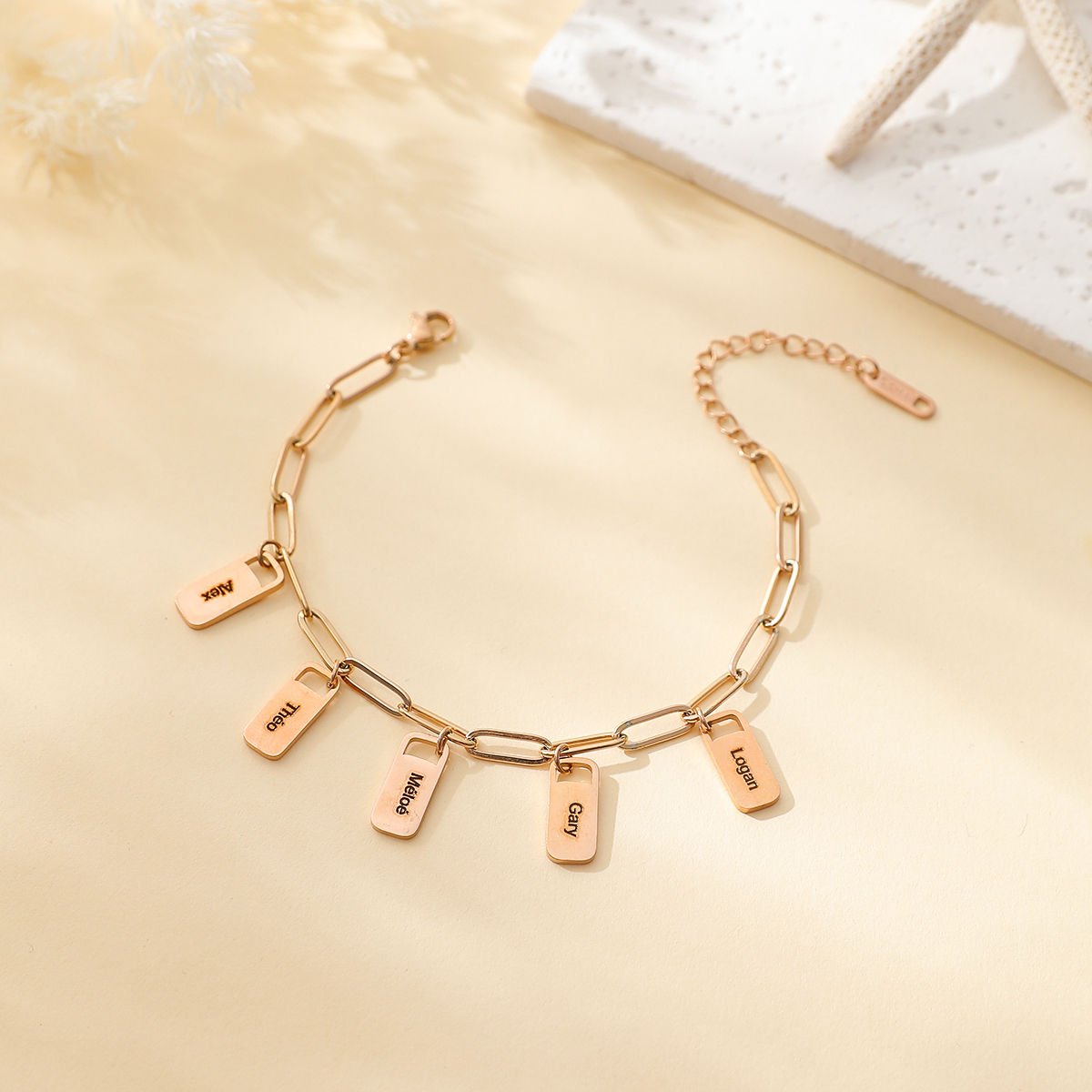  Custom Multiple Names bracelet of Rectangular Pendants