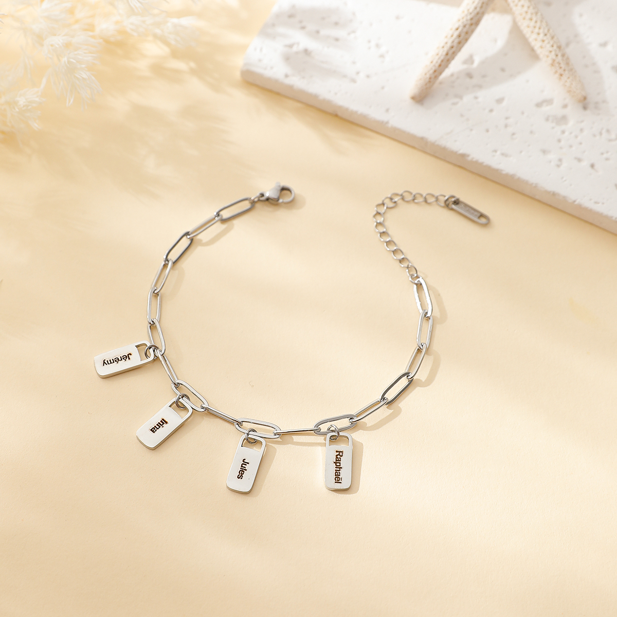  Custom Multiple Names bracelet of Rectangular Pendants