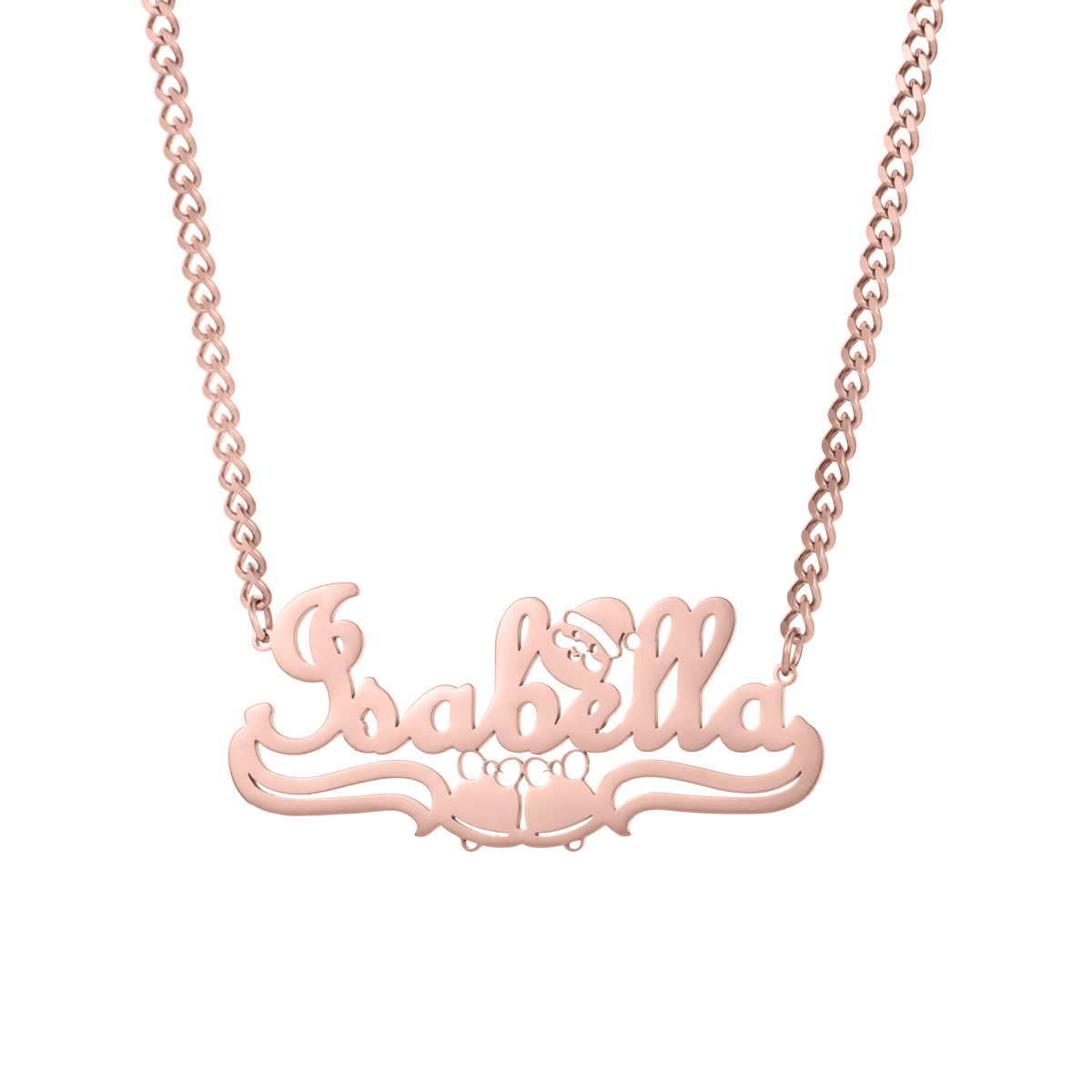 Custom Jewelry Set Name Necklace and Earrings with Bells and Santa Cla