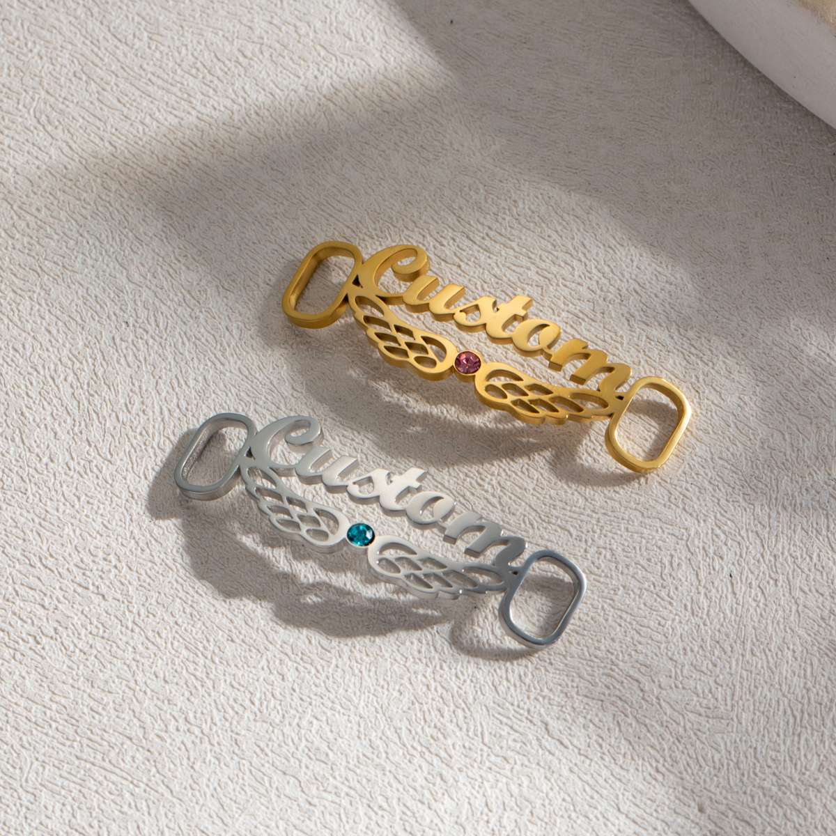 Personalized Birthstone Name Wings Shoe Buckles​