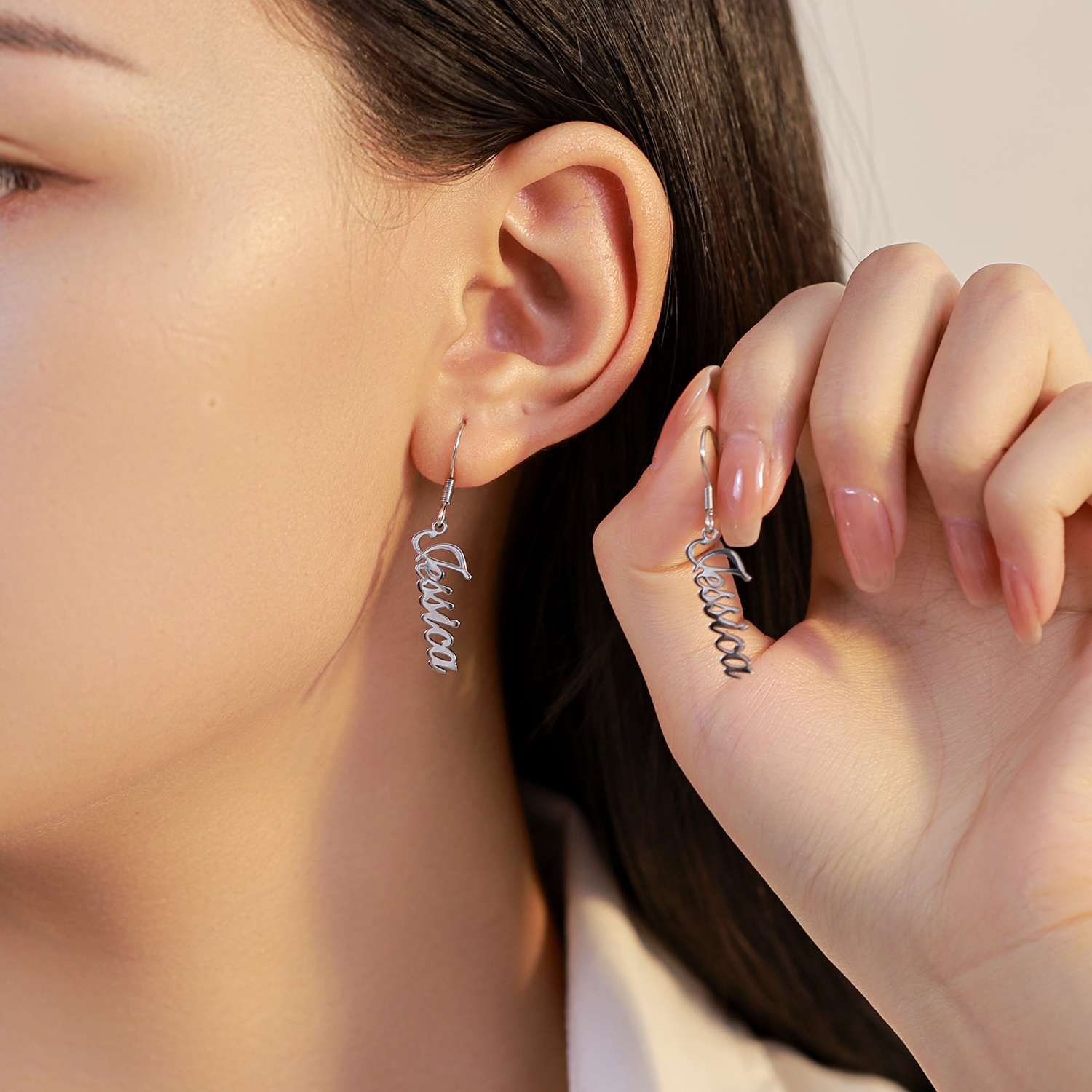 [Copy]Custom Name Hoop Earrings with Designed Star Pendant