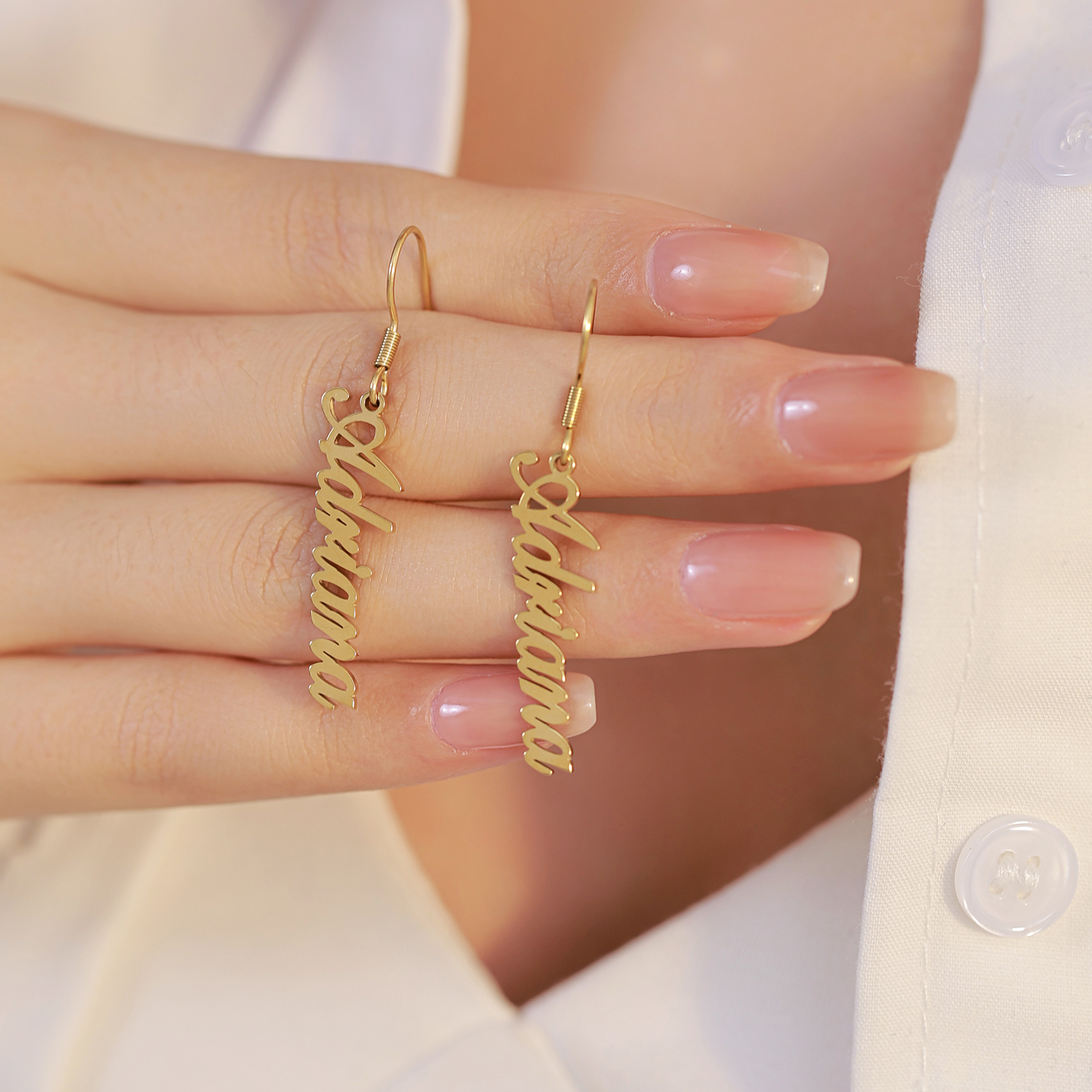 [Copy]Custom Name Hoop Earrings with Designed Star Pendant