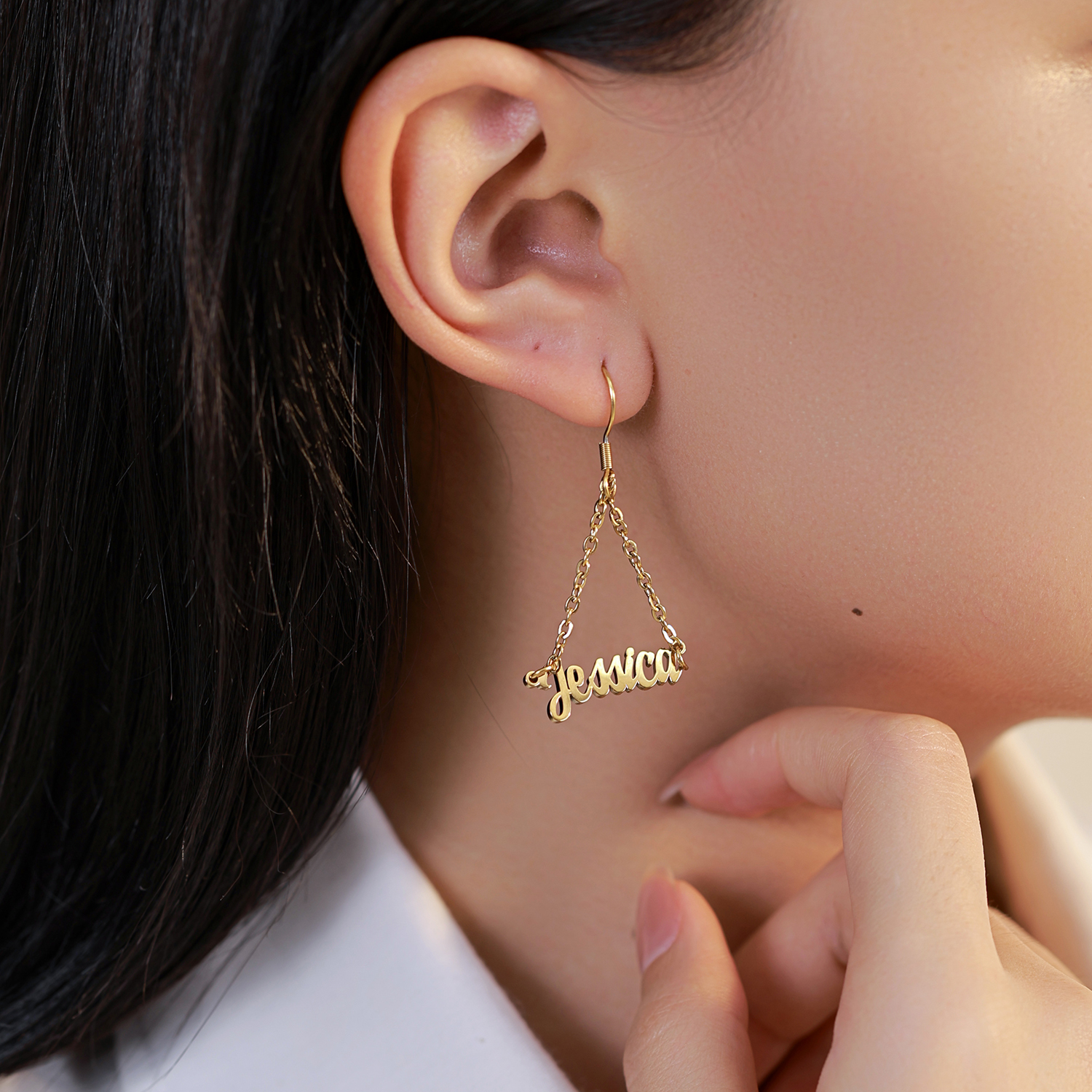 [Copy]Custom Name Earrings with Pendants in Artistic Fonts