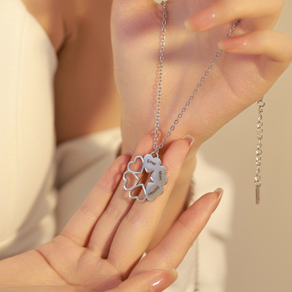 Custom Family Name Necklaces with Six Love-shaped Puzzle Designs