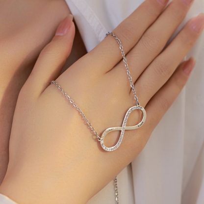 Custom Infinite Loop Necklace with Double Names with Rhinestones