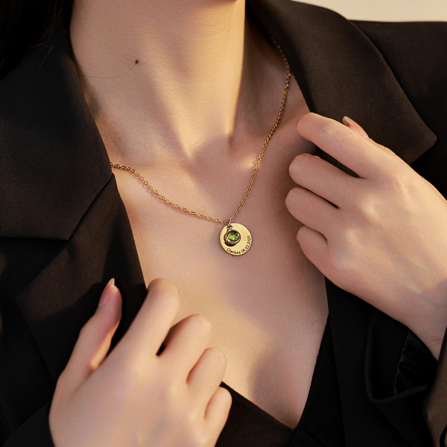 Custom Names and Birthday Dates with Birthstones Necklace