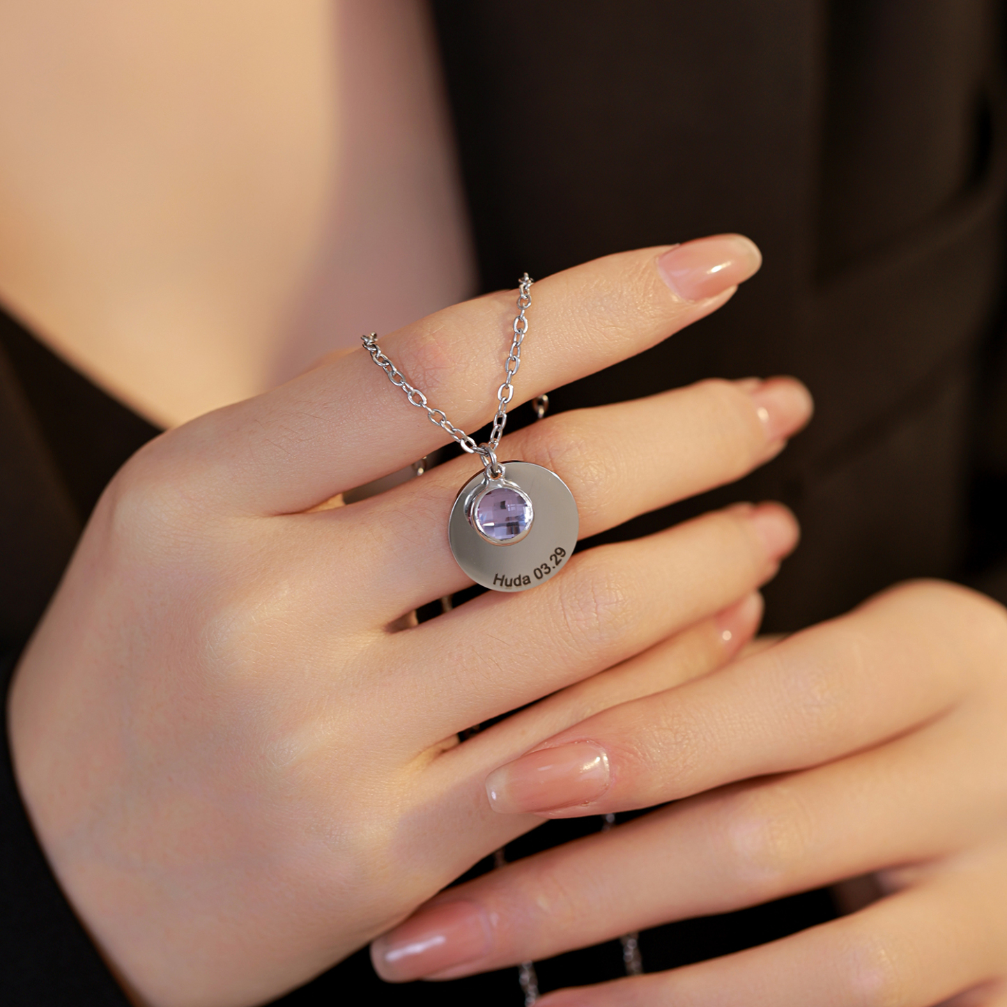 Custom Names and Birthday Dates with Birthstones Necklace