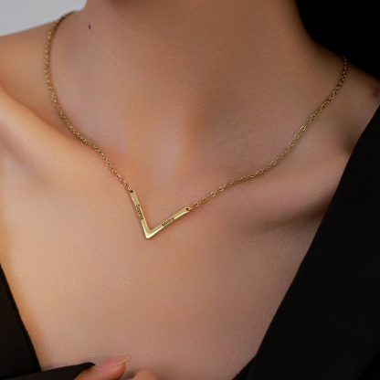 V shaped Custom Necklace with Double Names