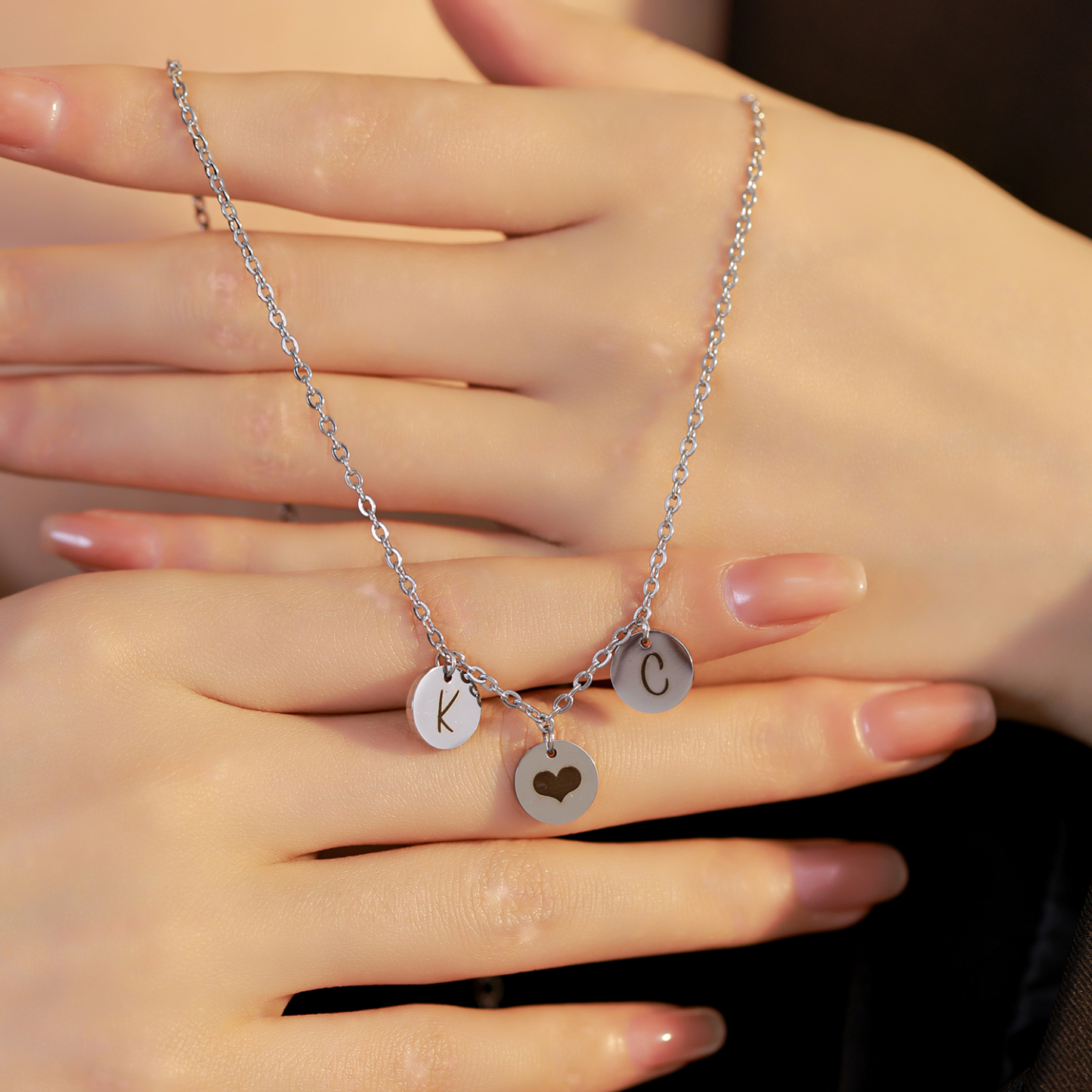 Custom Pendant Necklaces with Engraved Letters or Emojis