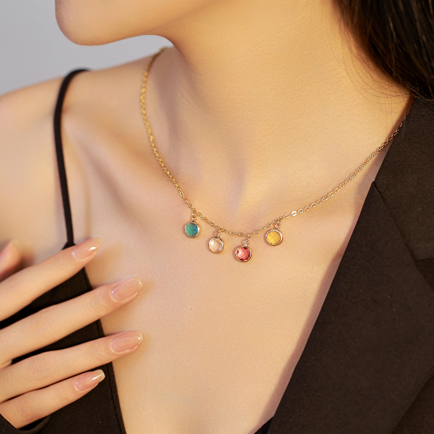 Custom Colored Birthstone Necklace