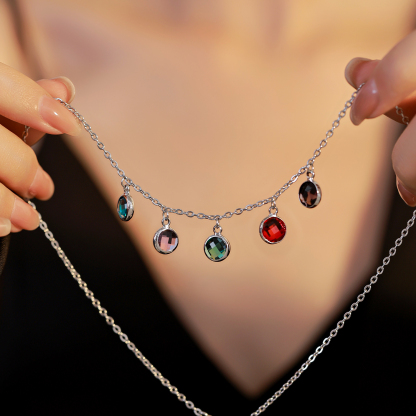 Custom Colored Birthstone Necklace