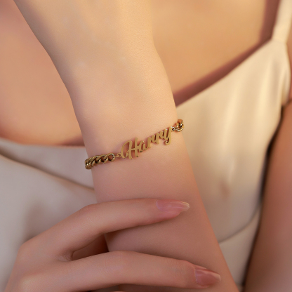 Custom Name Bracelets and Ankle with Thick Chains for Men and Women