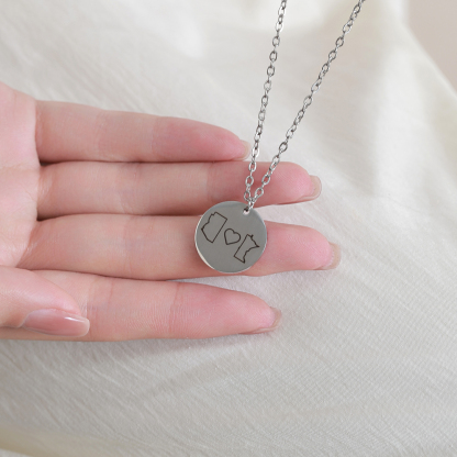 Custom City Map Shaped Necklace for Lovers
