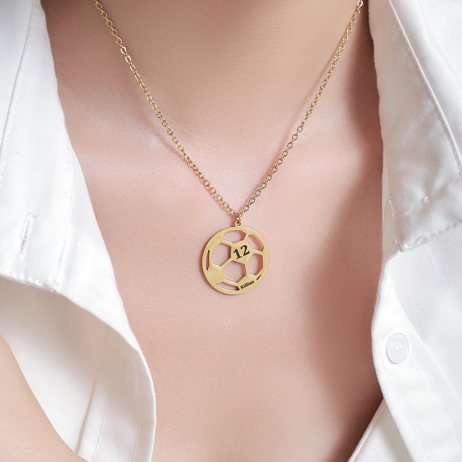 Custom Name Necklace in the Shape of Football