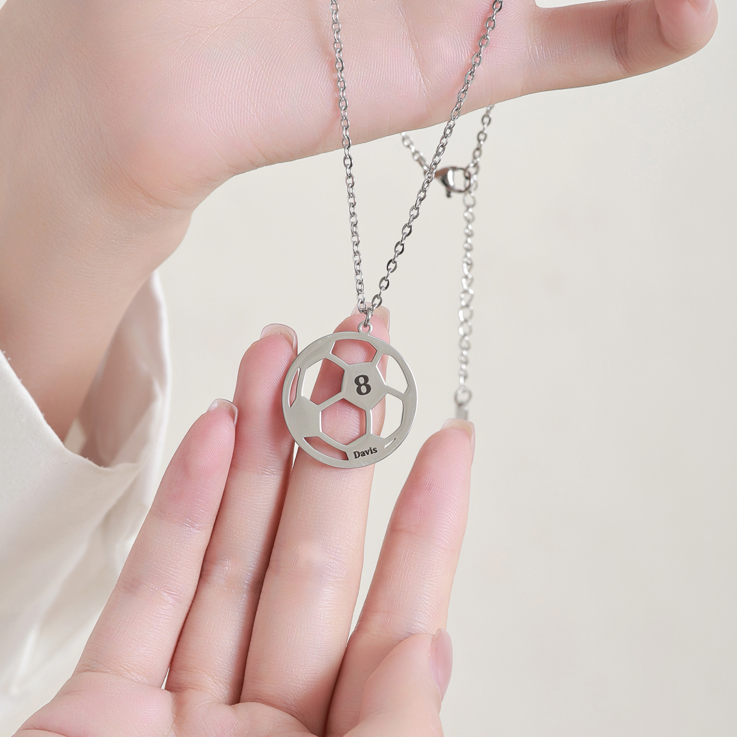 Custom Name Necklace in the Shape of Football