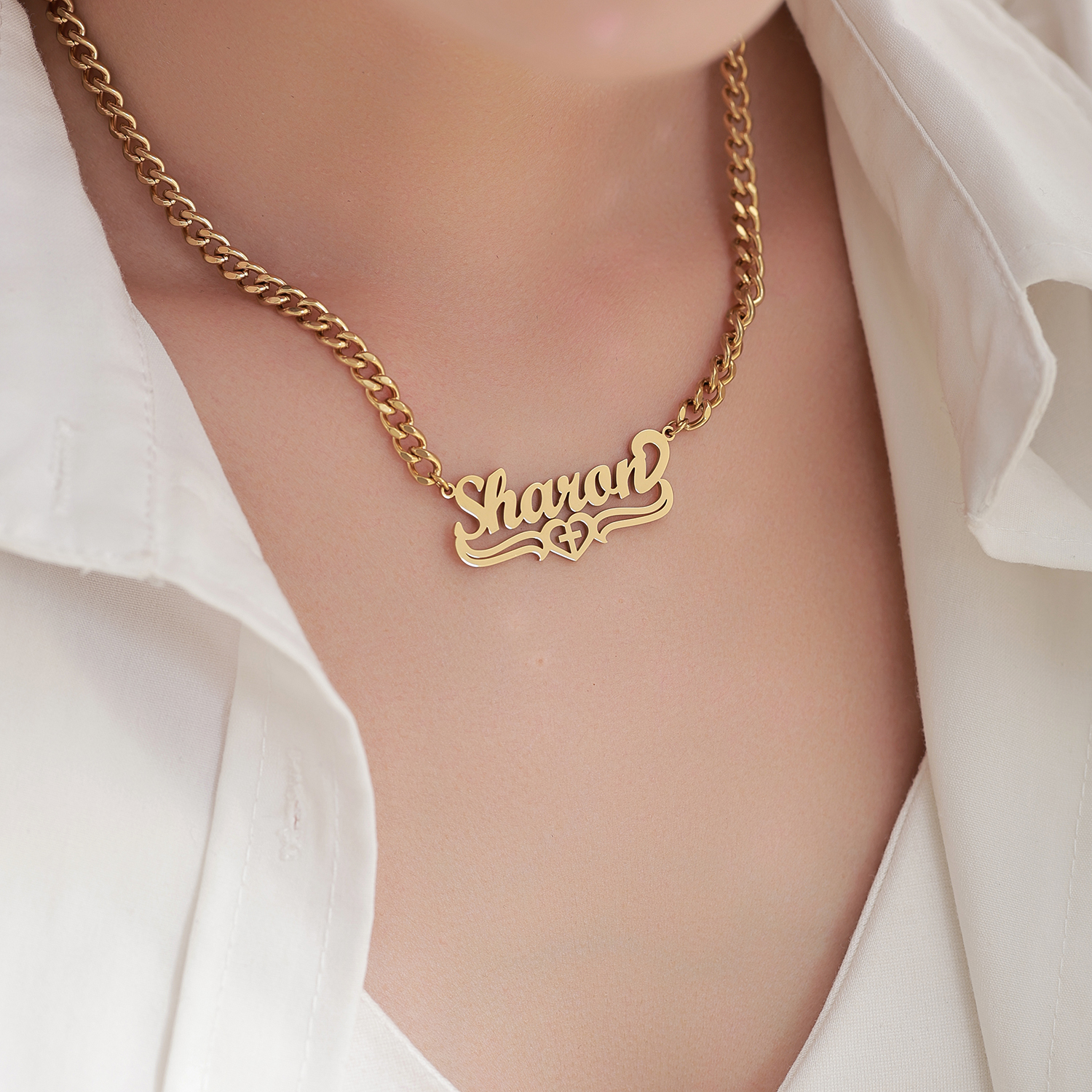 Custom Name Heart and Wings Necklace