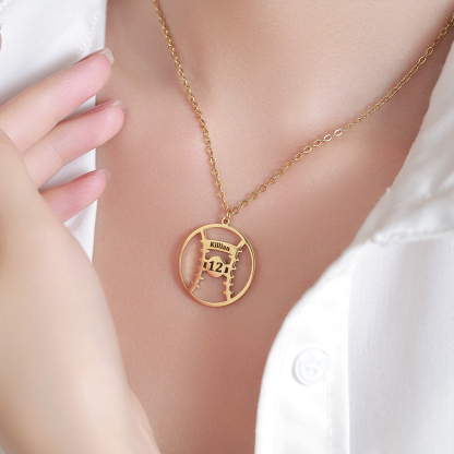 Custom Name Necklace in the Shape of Softball