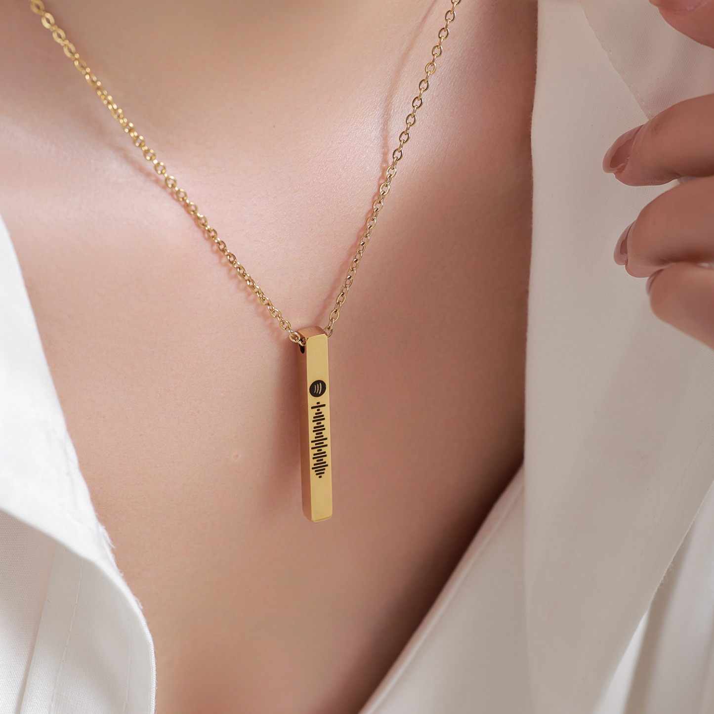 Custom Engraved Four Sides Spotify Music Necklace-Spefeel