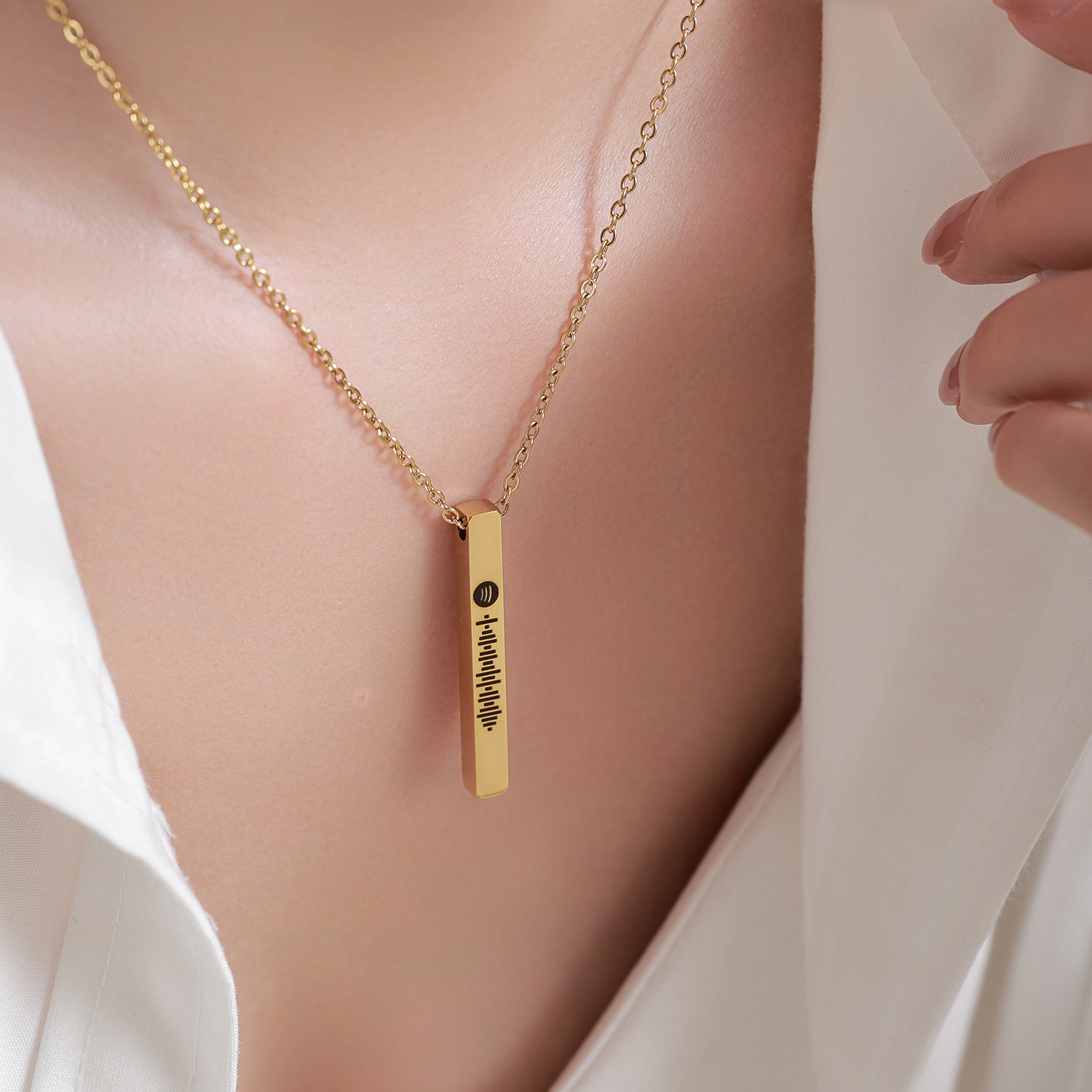 Custom Engraved Four Sides Spotify Music Necklace-Spefeel