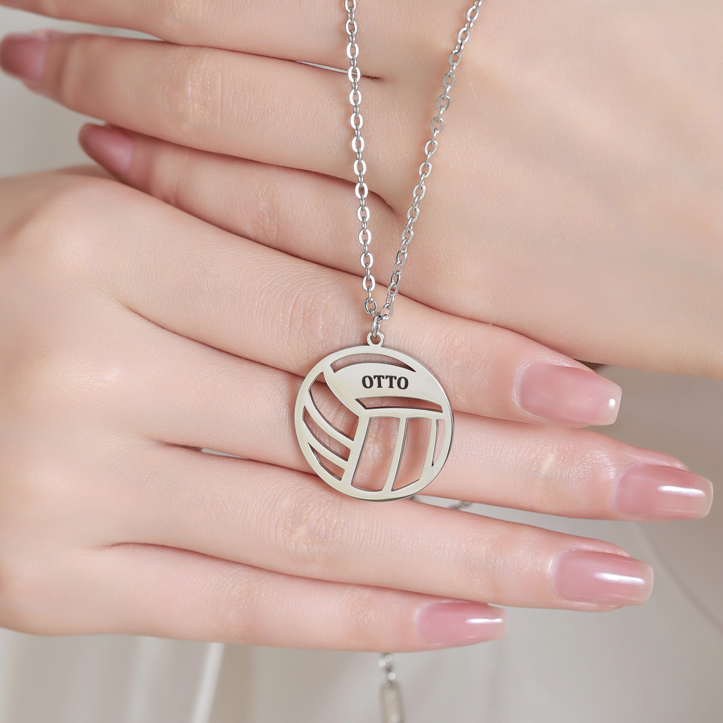 Custom Name Necklace with Volleyball Shape