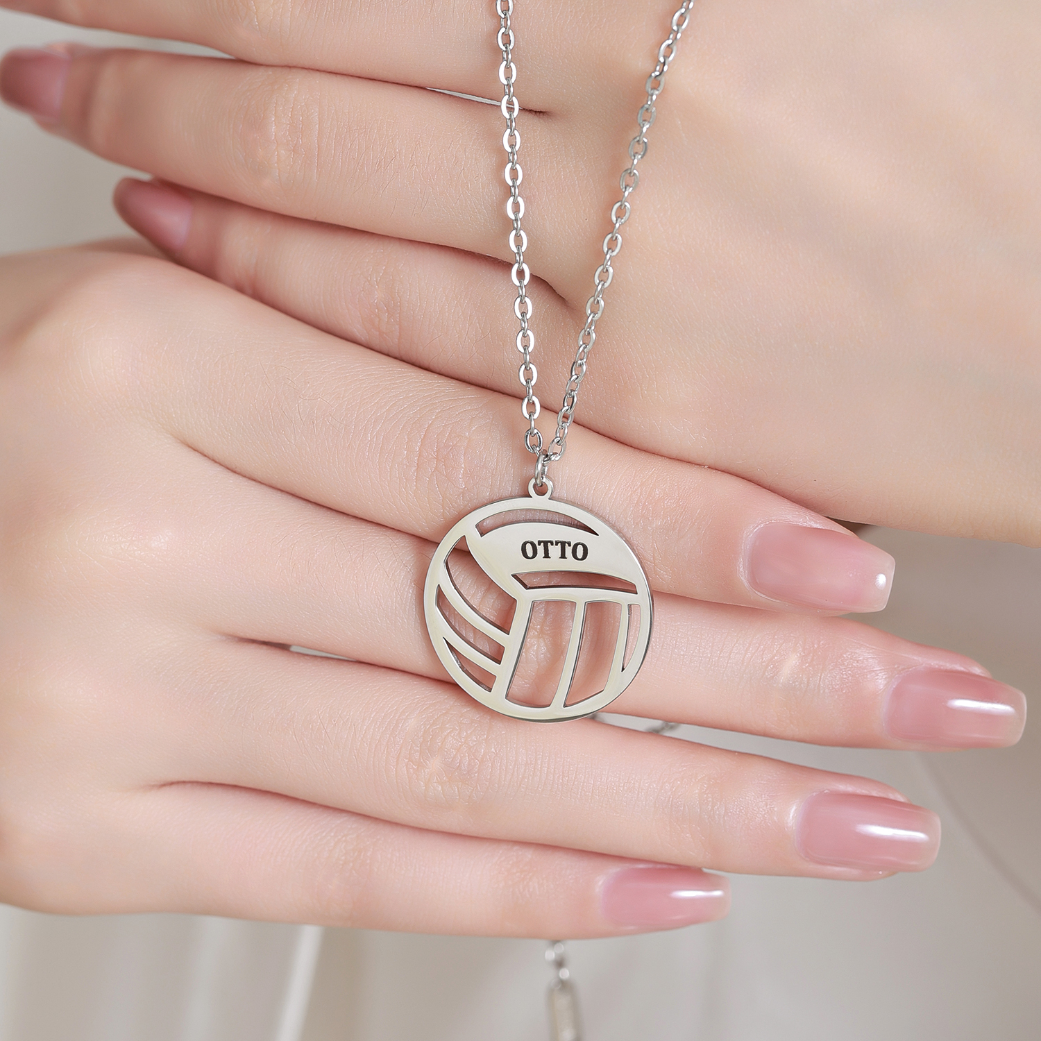 Custom Name Necklace with Volleyball Shape