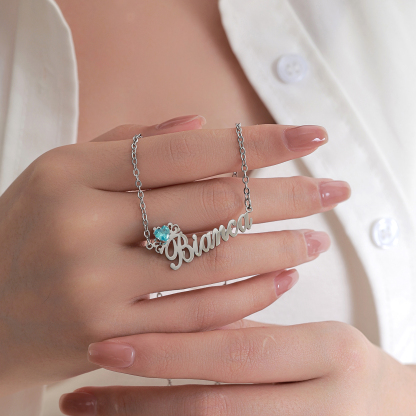 [Copy]Custom Love Filled Rhinestone Connected Necklace with Two Names