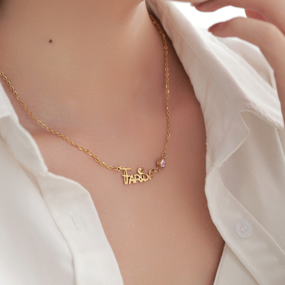 Custom Name and Birthstone Designer Necklace 